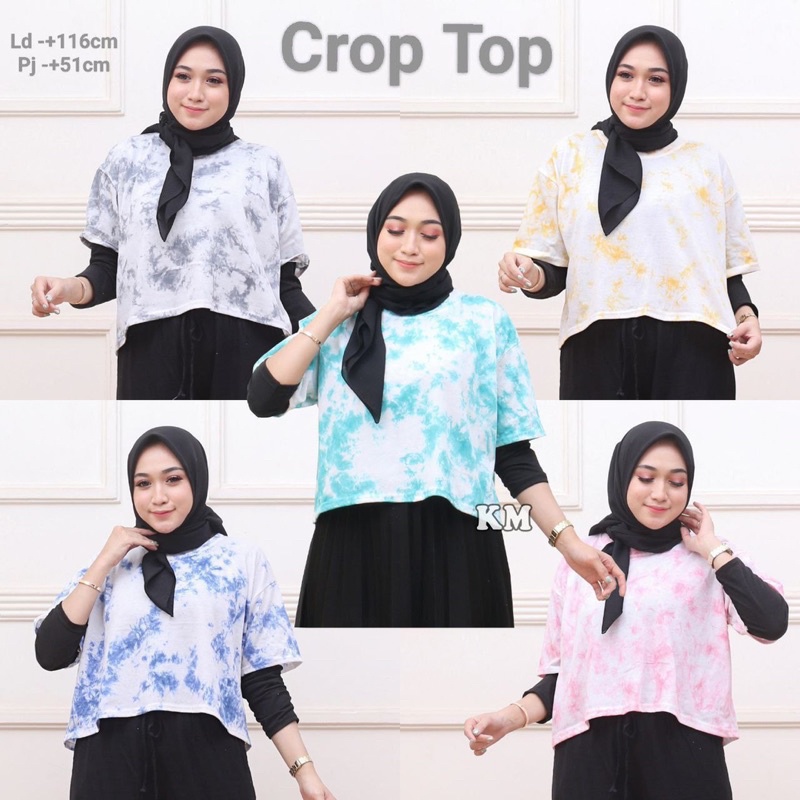 CROP TOP PELANGI TIE DYE BAJU SANTAI ATASAN CROP TOP WANITA MOTIF ABSTRAK CROP TOS KAOS BAHAN KAOS COTTON COMBED