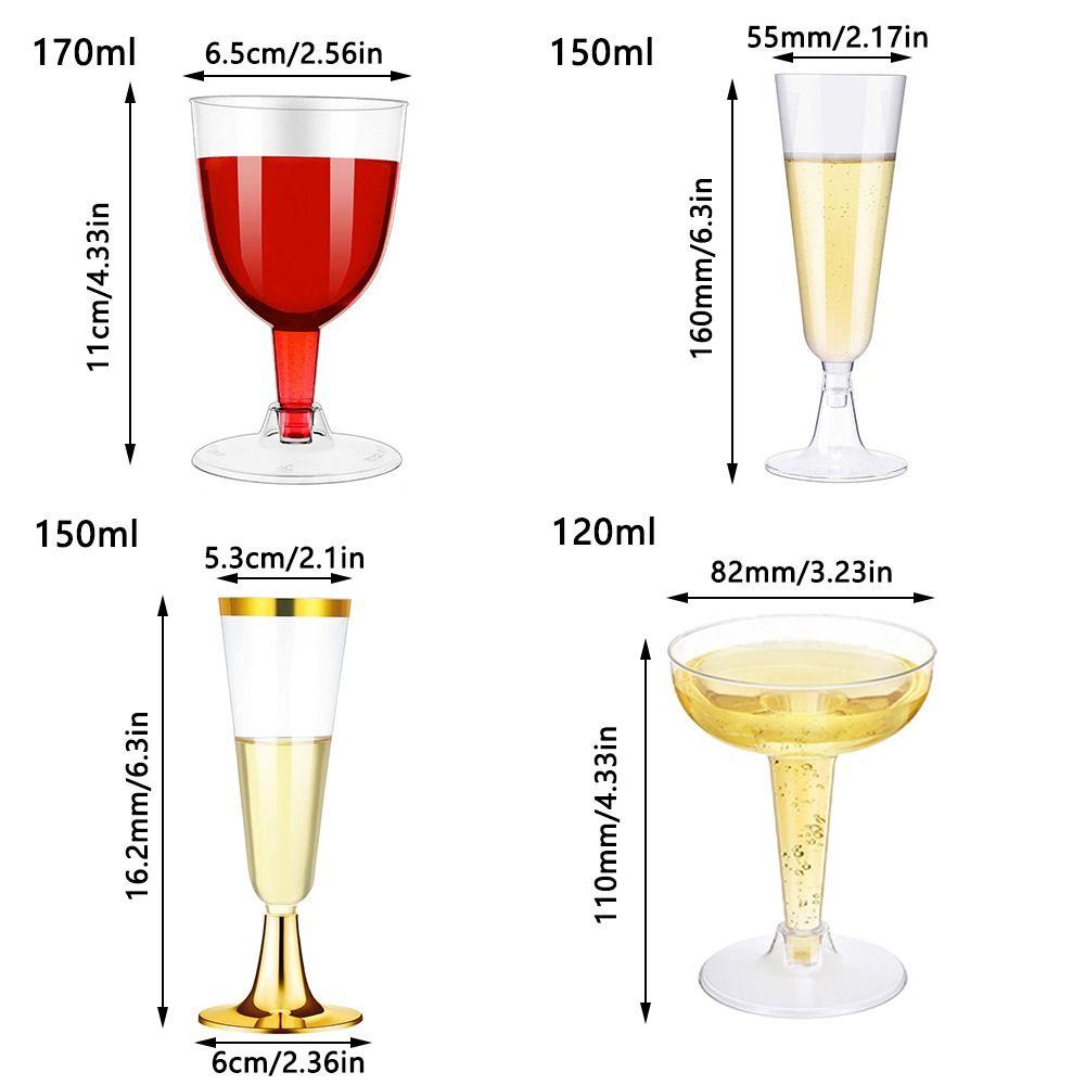 Solighter 10 Pcs Plastik Champagne Flutes DIY Rumah &amp; Dapur Sekali Pakai Transparan Daur Ulang Perlengkapan Pesta Cocktail Cups