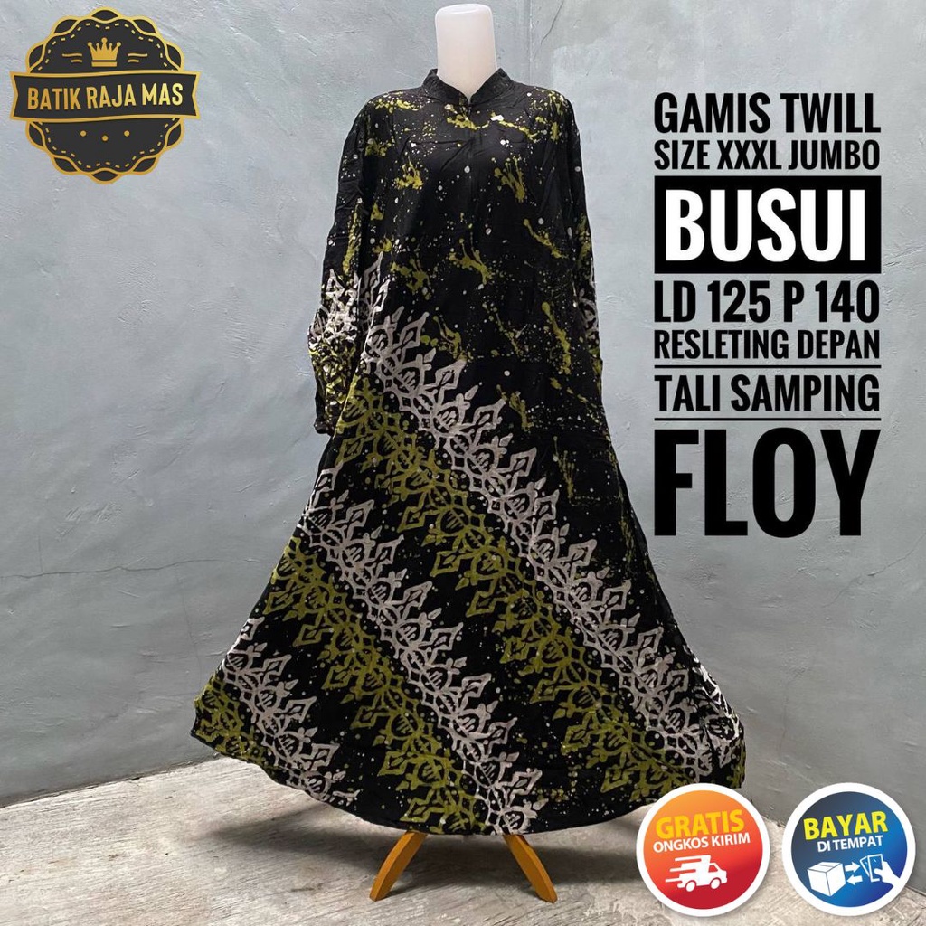 Baju Gamis Muslimah Wanita Dewasa Syari Lebaran Jumbo Twill Ori Pekalongan Busui Friendly Resleting 