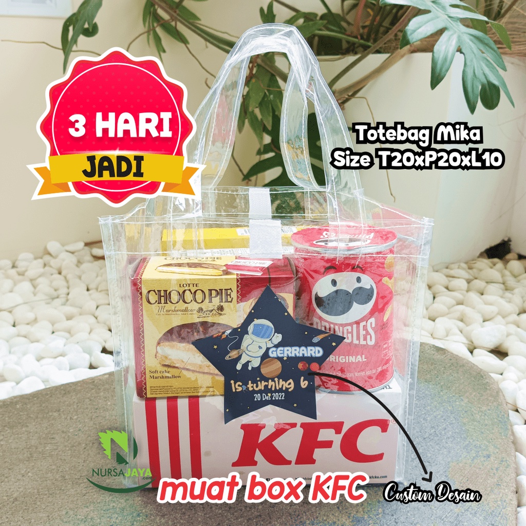 20x20x10 Tas Mika Transparan Souvenir Tas Ulang Tahun Hampers Ultah Goody bag