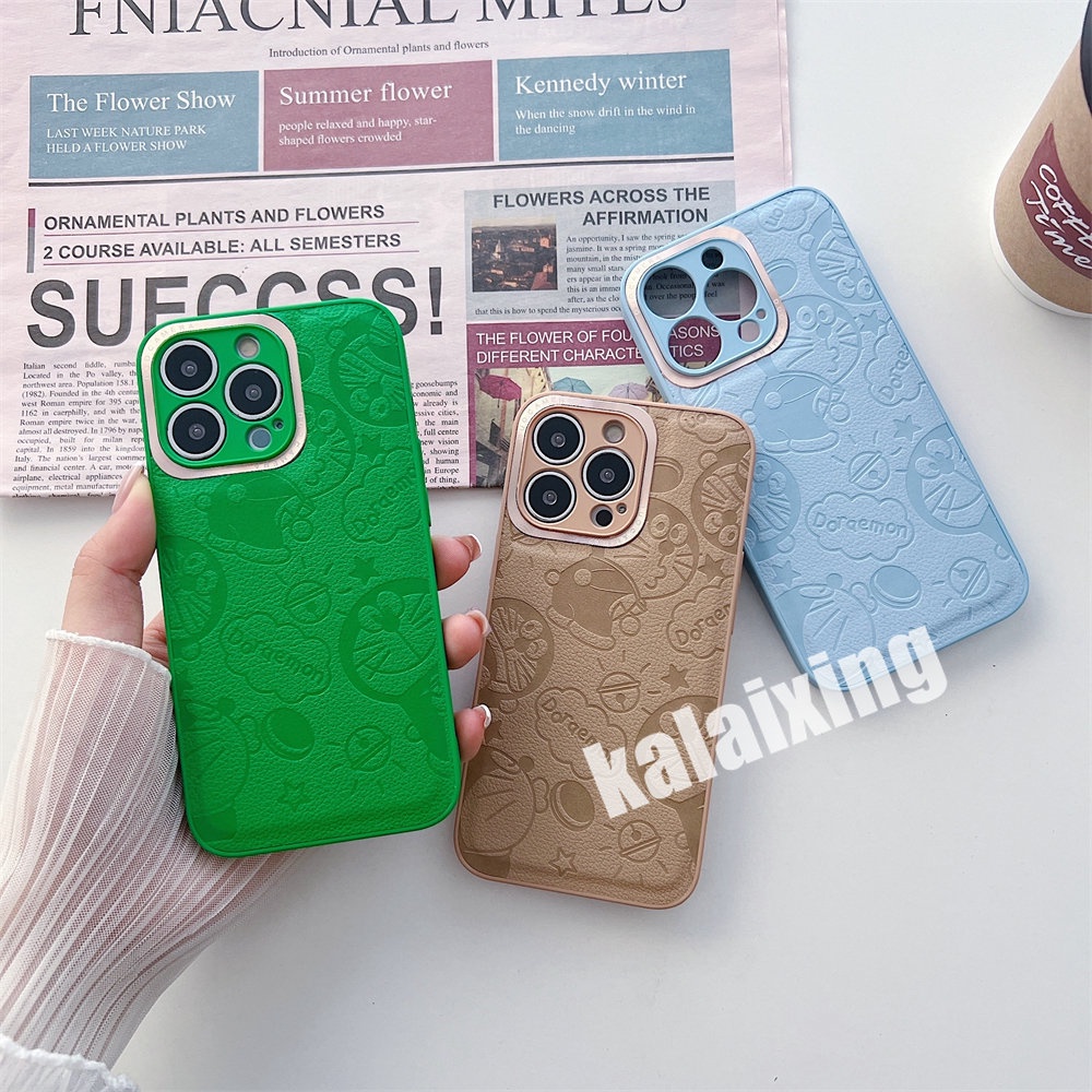 IPHONE Casing Handphone Bahan Kulit Frame Lensa Metal Untuk Iphone14 /14 Pro /14 ProMax/14Plus 13 12 11 Pro Max Hard Casing