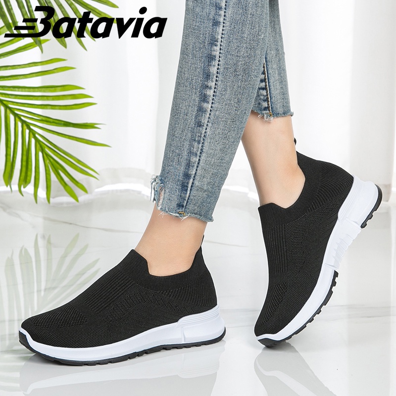 Batavia2023 Baru Impor Sepatu Wanita Terbang Tenunan Bernapas Kasual Sepatu Olahraga Sepatu Wanita Sepatu Sekolah Non-Slip Sepatu Siswa Sepatu Olahraga D09