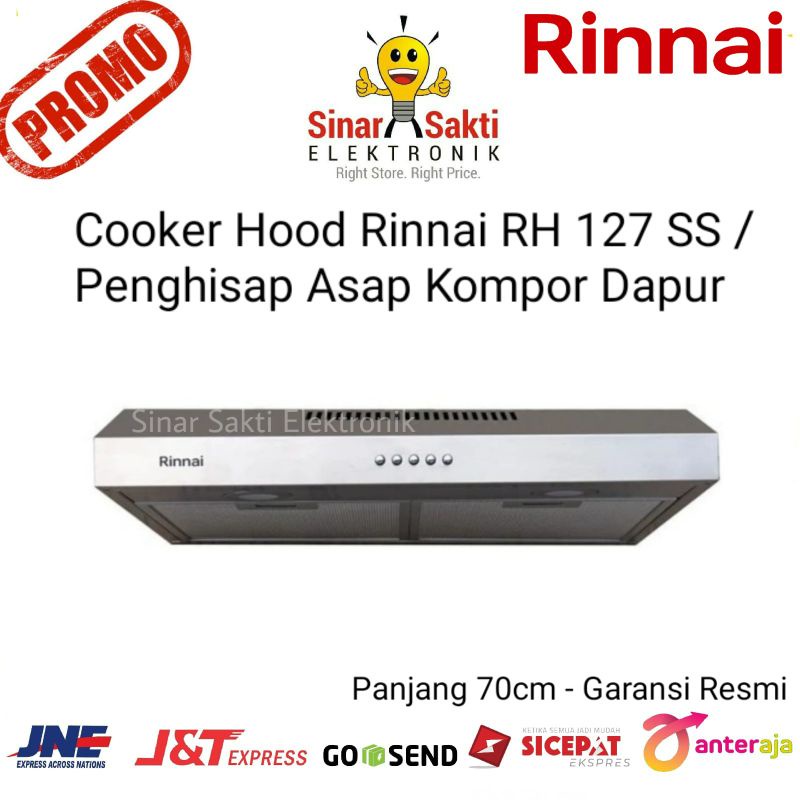 Cooker Hood Rinnai RH 127 SS RH127SS Penghisap Asap Kompor Dapur 127ss 70cm Stainless Steel