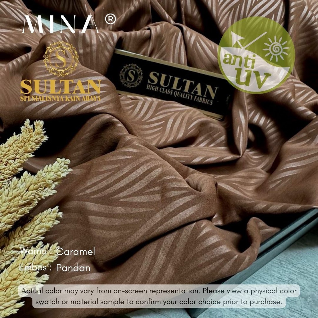 50CM EMBOS PANDAN MINA  CARAMEL ANTI UV KAIN ABAYA SULTAN