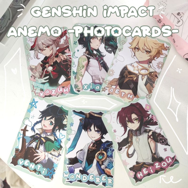 anemo boys photocard (xiao, kazuha, scaramouche, heizou, venti) | genshin impact