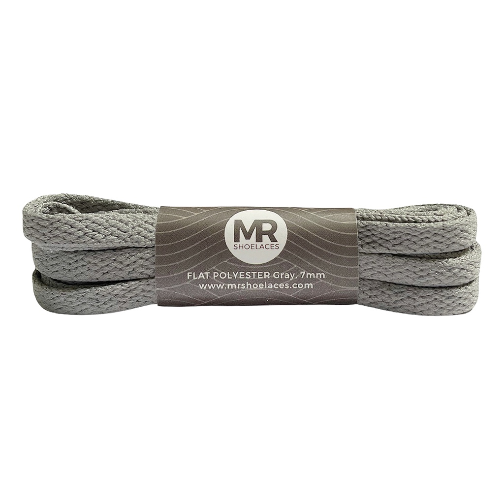 Original MR Shoelaces FP07 Abu-Abu (Gray) Tali Sepatu Pipih Flat 7mm 90cm-200cm Polyester Premium Shoelaces