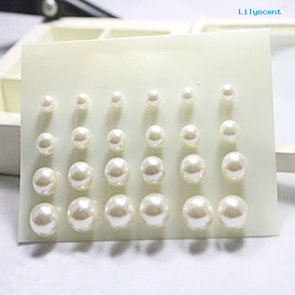 [LS] 12pasang Ear Stud All-match Mutiara Imitasi Elegan Menarik Untuk Pesta