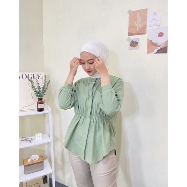 (MGA) KEMEJA VIO KERUT BLOUSE OVERSIZE  BUSUI ATASAN WANITA KATUN POPLIN