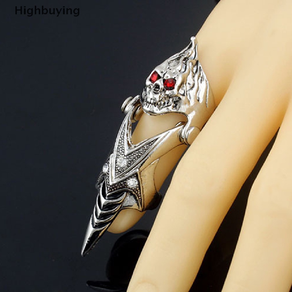 Hbid Gothic Punk Skull Knuckle Rings Sendi Cincin Cakar Yang Dapat Ditekuk Perhiasan Klub Pesta Glory