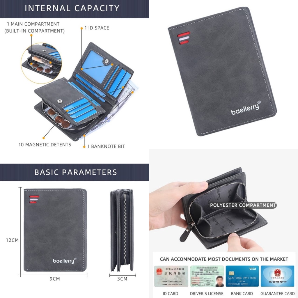 DOMPET LIPAT WANITA BAELLERRY ORIGINAL KULIT ABU-ABU TRAXPAD WA627G3 IMPORT KECIL KARTU SLOT RESLETING UANG KOIN MINI KOREA PENDEK BRANDED PREMIUM BATAM REMAJA CEWEK MURAH KEKINIAN SIMPLE