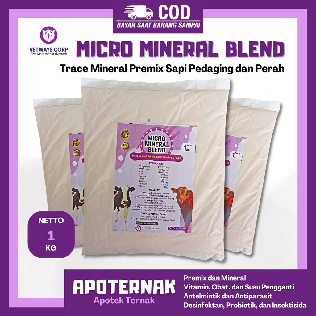 PREMIX SAPI SUPER KAMBING SUPER MINERAL MICRO MINERAL BLEND  | Premix Mineral Obat Sapi Lumpuh dan Meningkatkan Produksi Susu dan Daging | Mikro Mineral | Vetways