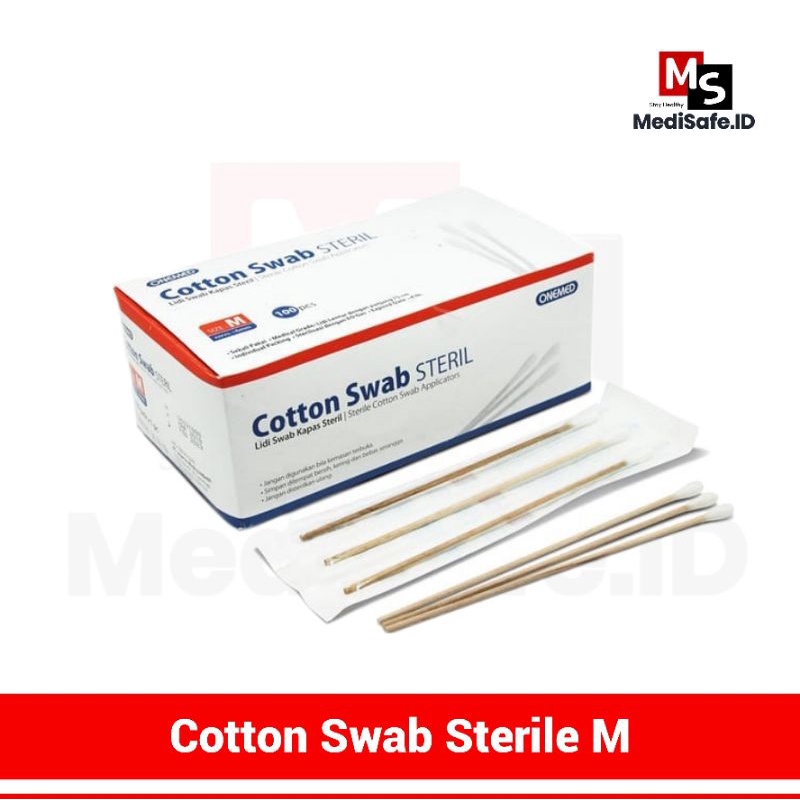 Jual Cotton Swab M Sterile isi 100pcs Kapas Lidi Steril ONEMED Shopee