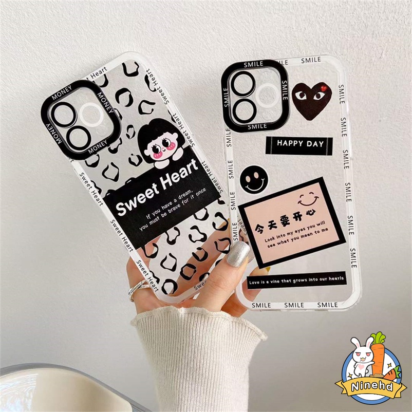 Soft Case Tpu Transparan Motif Panda Compatible for Iphone 14 13 12 11 Pro Max X Xr Xs Max 7 8 Plus Se 2020 Cute Cartoon Panda Angel eye lens protection Transparent Non-slip Mobile Phone Case Protective Cover Casing