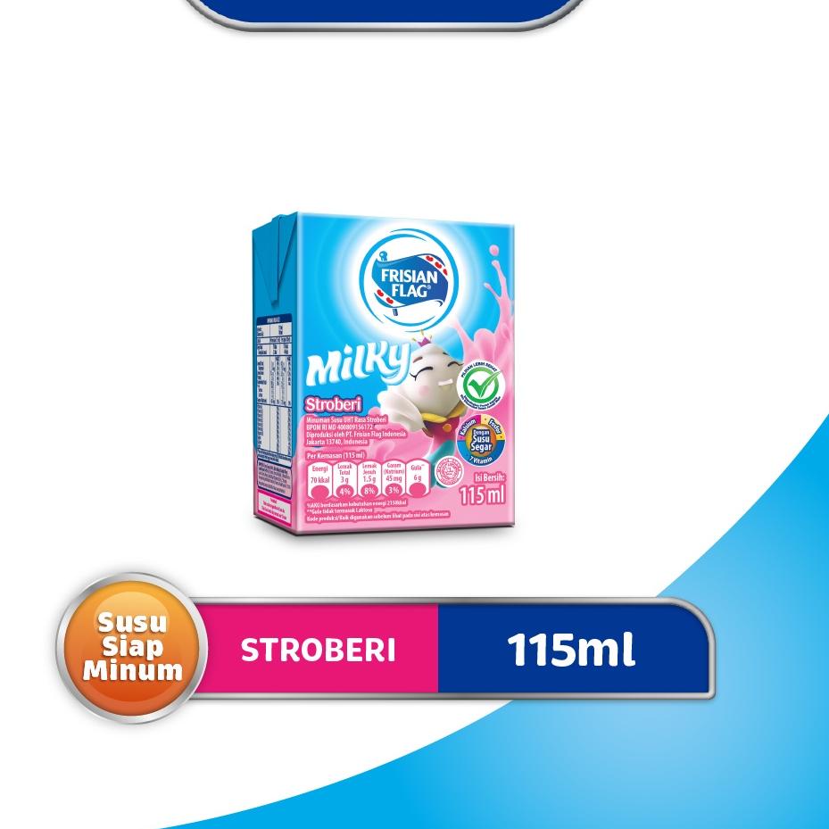 

⚡TOK SIAP 【COD Frisian Flag Milky Susu UHT Stroberi 4 x 115 mL