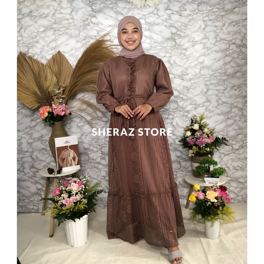 Gamis Dress Brukat Jumbo Ld 120 130 140 ZIZARA BRUKAT S M L XL XXL XXXL 5L Gamis Wanita Terbaru 2022