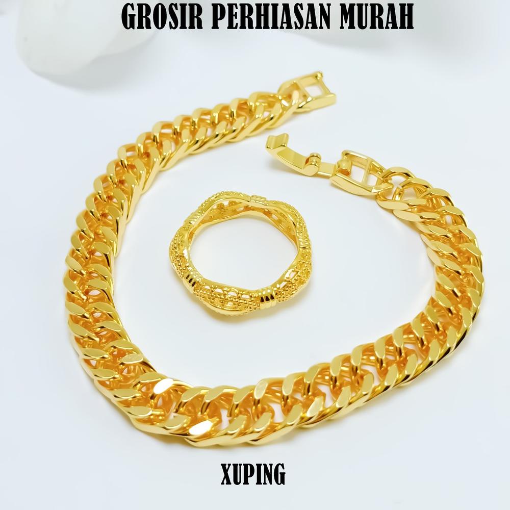 Gelang Xuping Wanita Free Cincin Tikar Motif Dubai Lapis Emas01 {LMG.28Ja23ᶻ}
