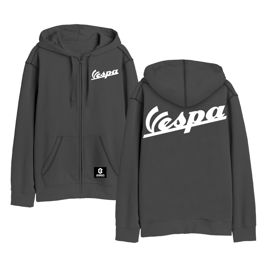 BRIGO X VESPA FONT Resleting Jumper Hoodie II Sweater Hoodie Zipper  BRIGO X VESPS Sablon DTF Fleece Cotton II Size M-XXL (Pria &amp; Wanita) Free stiker&amp;Gantungan Kunci