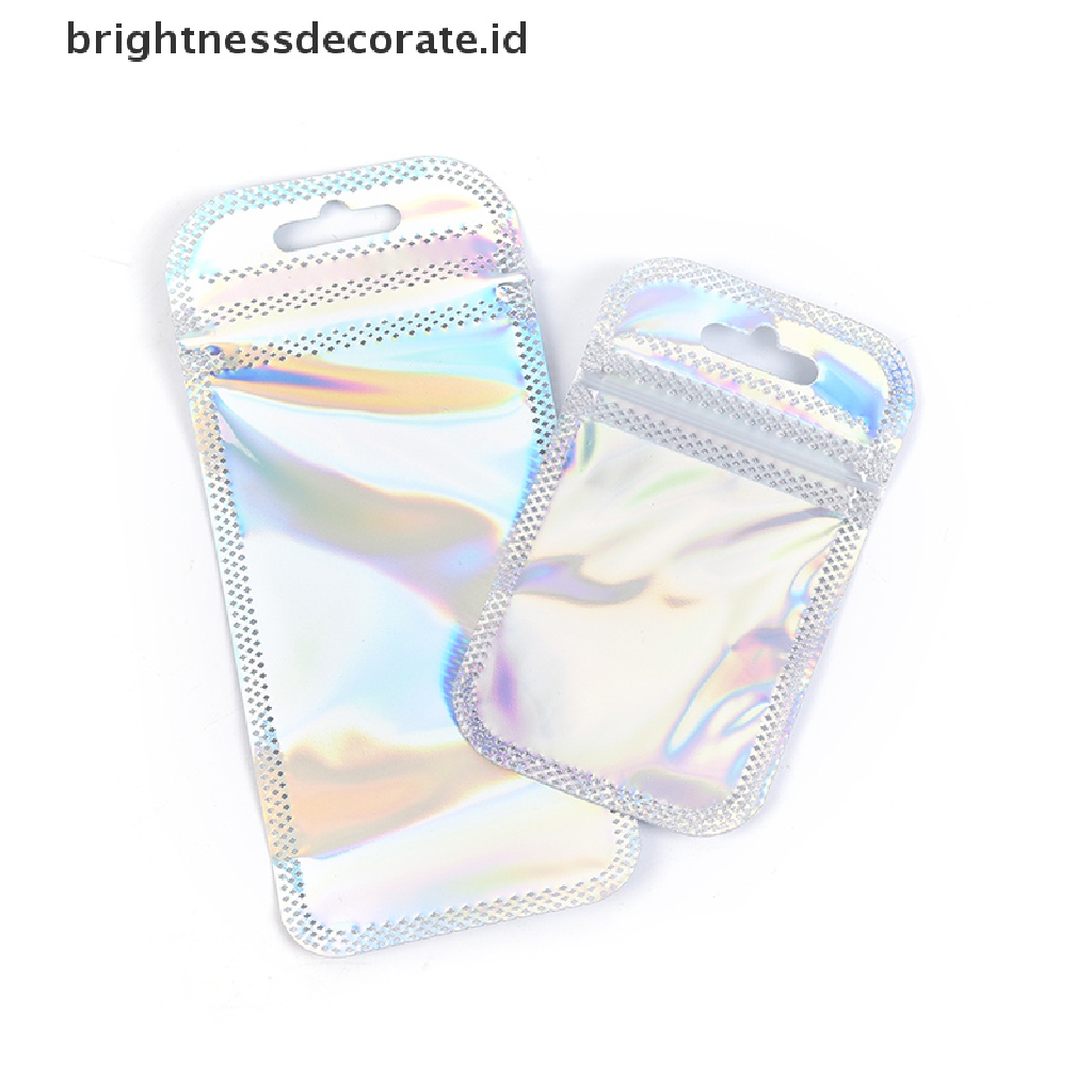 [Birth] 50pcs Laser Aluminium Foil Mylar Zip Lock Bags Reclosable Candy Pouch Packaging [ID]