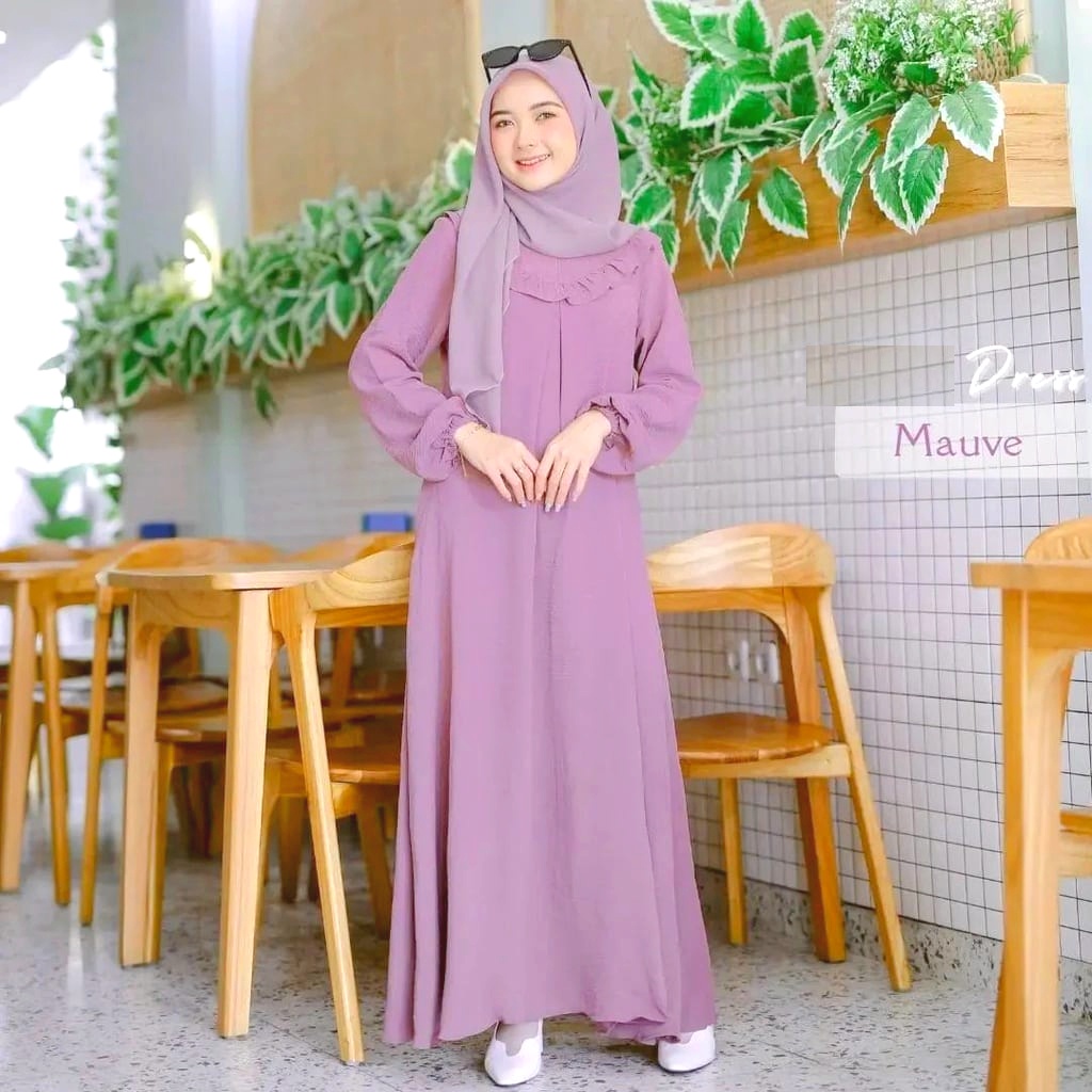 Na Dress Crinkle Lilac Mauve Lave Ungu Muda Jumbo Simpel Mewah Kasual Kekinian Terbaru LD 110 120 3X