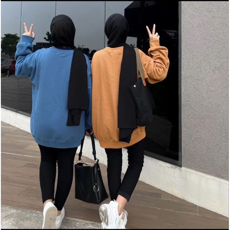 Sweater Crewneck Basic Oversize Size XXXL | Sweater OVERSIZE Bigsize Jumbo Korean Style Bahan Fleece