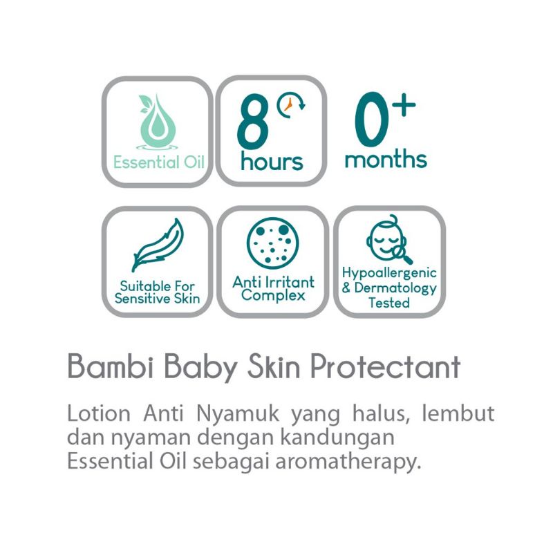 Bambi Baby Skin Protectant with Essential Oil 50ml Lotion Pelindung Gigitan Nyamuk dan Serangga Untuk Bayi