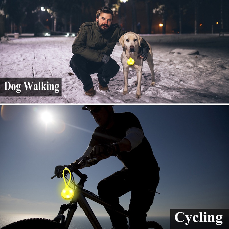 3mode Silikon Lampu Sepeda LED Kedip/Tahan Air Visibilitas Tinggi Hiking Lamp Kancing Bertenaga Baterai Liontin Tas Sekolah