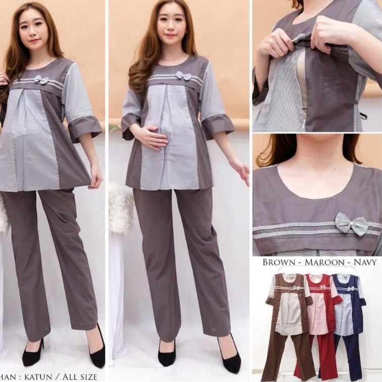 C22 SETELAN IBU HAMI /SETELAN MENYUSUI /PAKAIAN IBU HAMIL MENYUSUI /ONE SET IBU HAMIL BELANJA MURMER