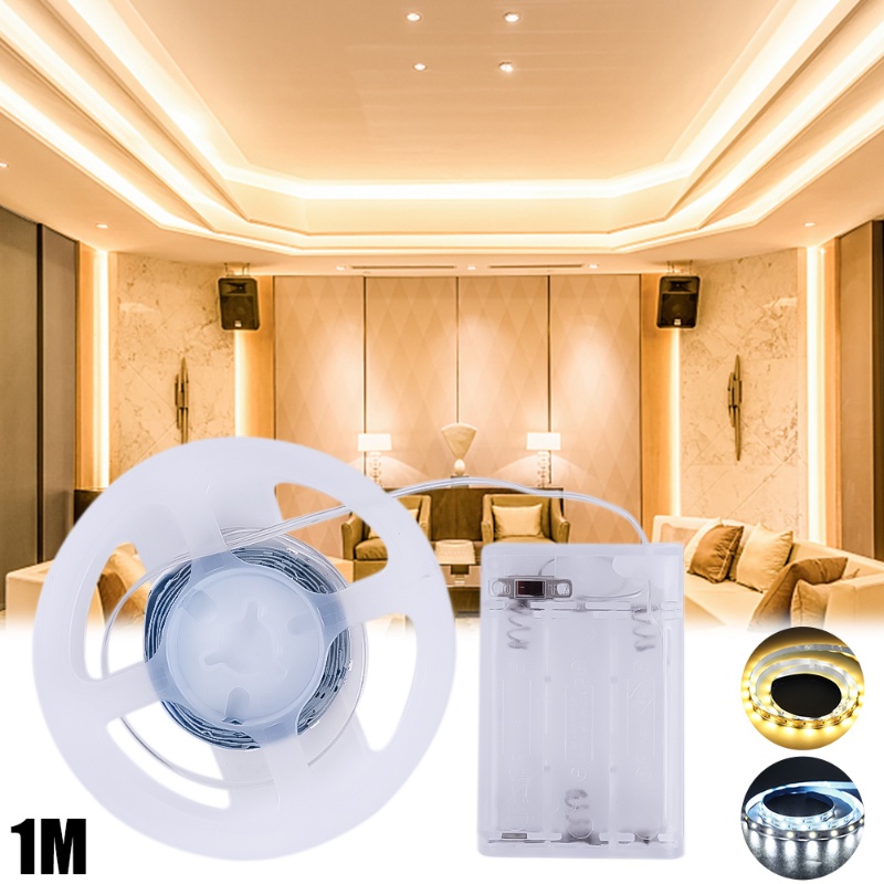 1m Baterai Kotak Power 60butir Lampu LED Strip/Bawah Lemari Lemari Tempat Tidur Tangga Lamp LED Night Light