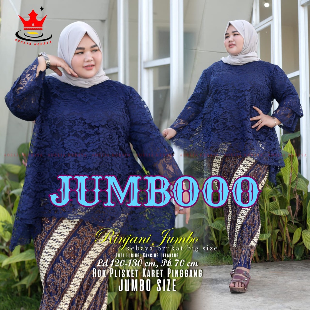 Kebaya Rinjani Jumbo Set Brukat M L XL XXL XXXL LD 100 105 110 120 130 CM Setelan Brokat Rinjani Jum
