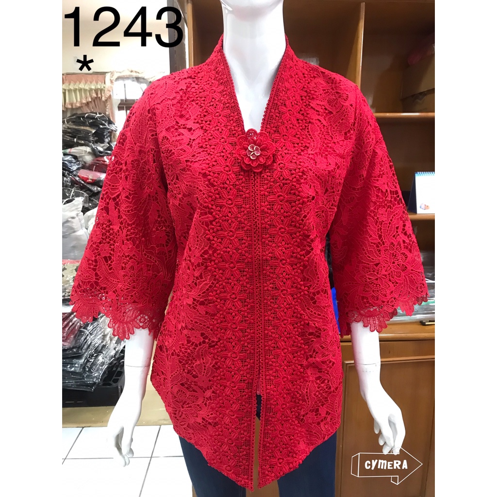1243 Kebaya alexuez full brukat tebal  merah bros/kebaya premium brukat