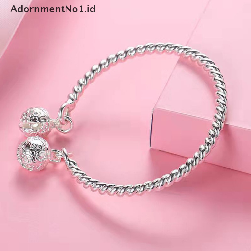 [AdornmentNo1] Gelang Bangle Liontin Fashion Adjustable Lapis Silver Warna Silver Untuk Wanita [ID]