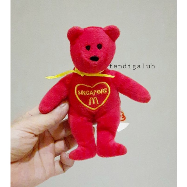 Boneka Tedy Bear TY Merah Original Size 14 cm/ Boneka Tedy Bear