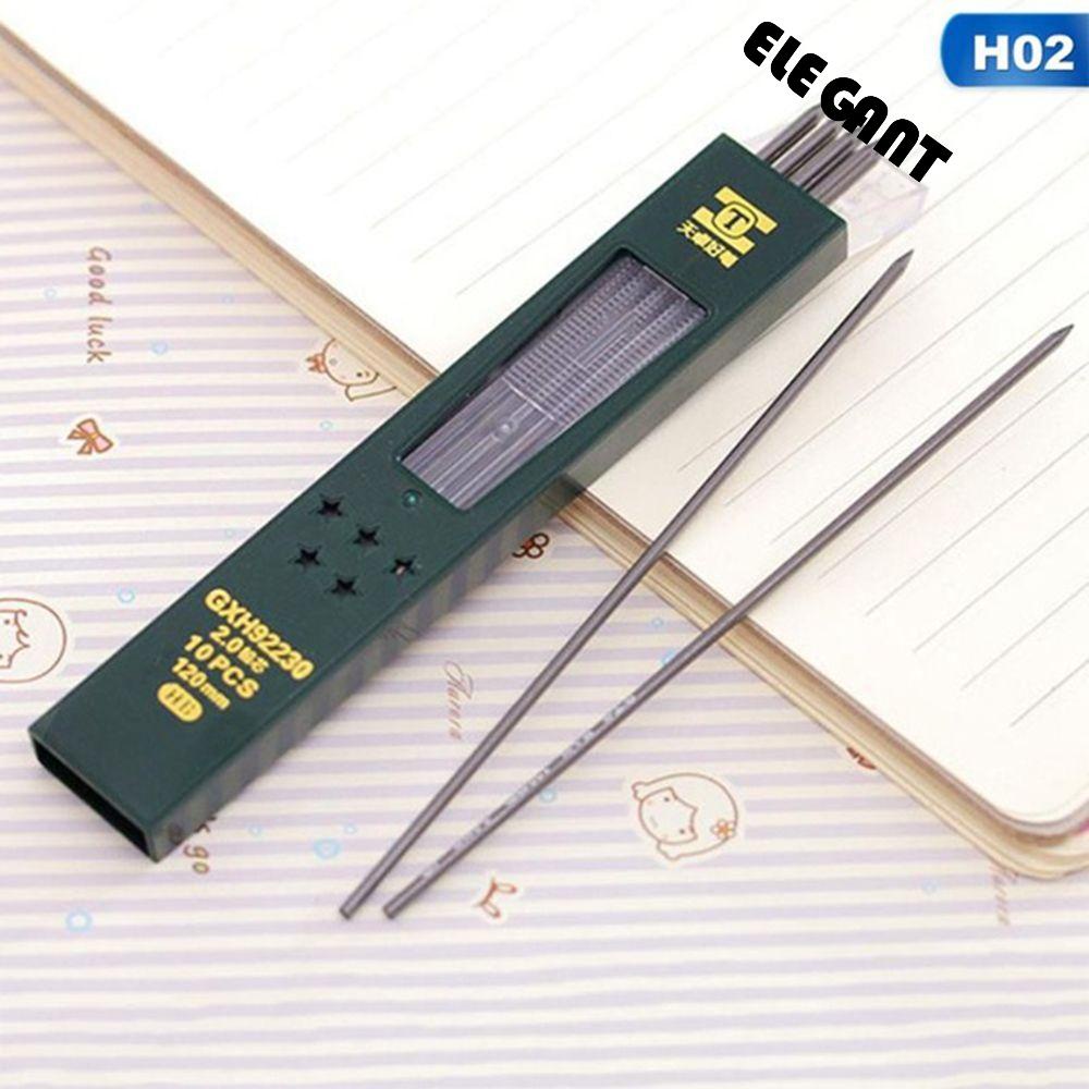 ELEGANT Core HB/2B Lead 120mm Long for School Supplies Mechanical Pencil Refill Pen Black 10 Pcs/box Pencils Compasses Automatic Student Stationery