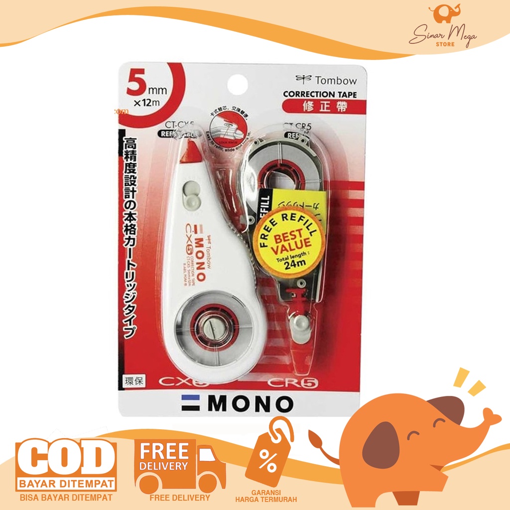 

Arm Tombow Correction Tape 5mm TIP EX DAN REFILL CT-CX5CR5 Murah Berkualitas