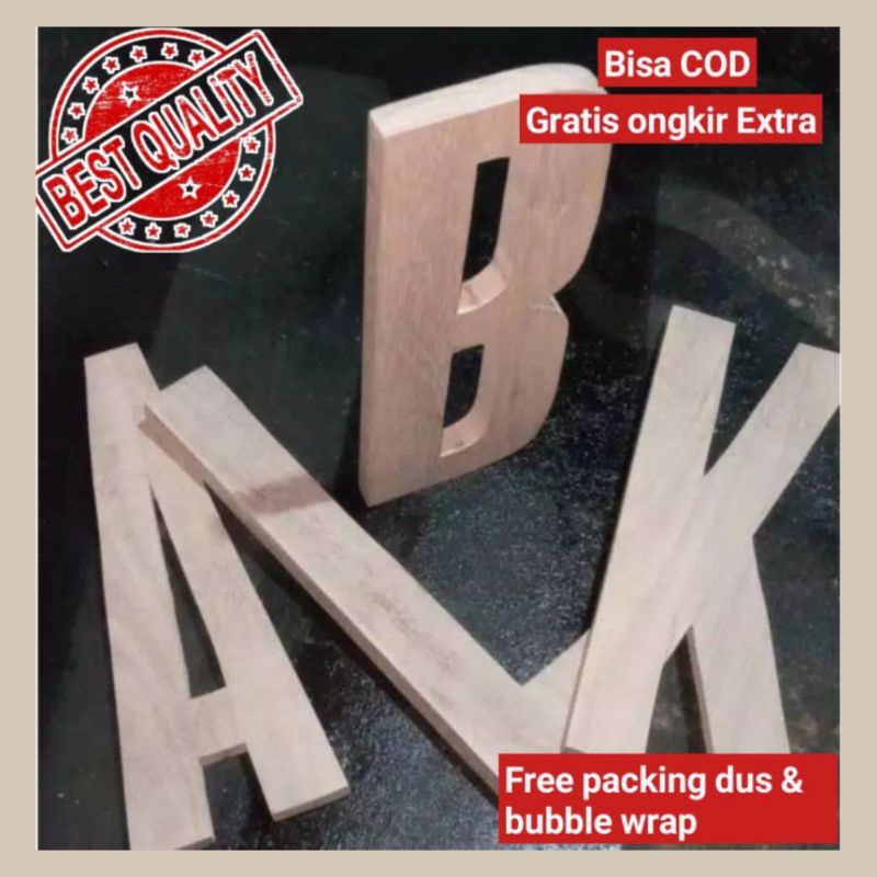 Huruf Kayu 15cm | Huruf Kayu Timbul | Huruf Timbul Kayu