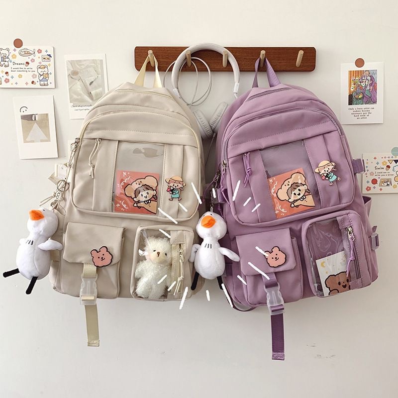 TASHAPPY  EL 4339 Tas RANSEL Wanita Bahan Canvas Free Gantungan Boneka LucuTerbaru model korea supplier tas import