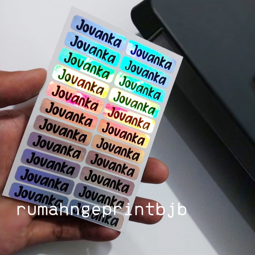 

Label nama anti air stiker waterproof Polos HOLOGRAM