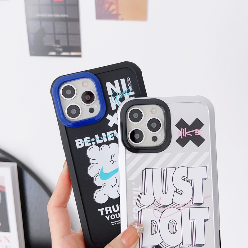 Sports Street Fashion Just Do T Casing Ponsel Akrilik Transparan Untuk IPhone 13 Pro Max12 11 Pro Silikon Shockproof Bumper Penutup Belakang Untuk IPhone Xs Max XR 7Plus