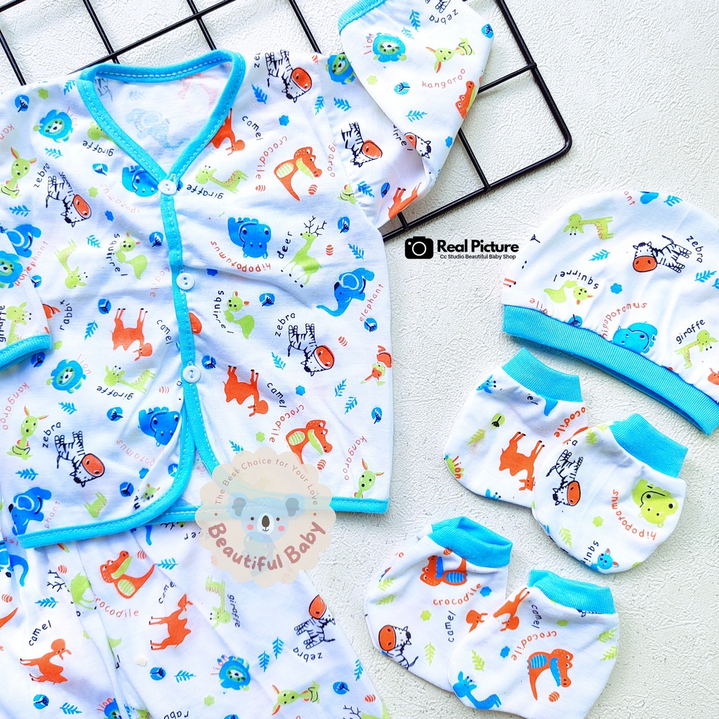 Baby.ou - Set Baju Bayi Baru Lahir 4in1 / Setelan Baju Bayi Newborn / Celana Bayi Baru Lahir / Gift Set Bayi Baru Lahir