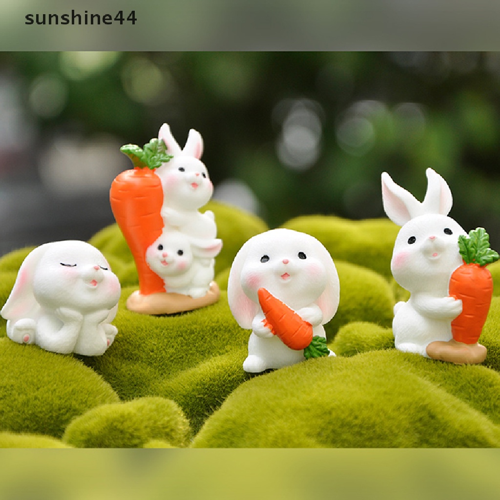 Sunshine 1Pc Kartun Ditarik Wortel Kelinci Lanskap Mikro Resin Kerajinan DIY Aksesoris.