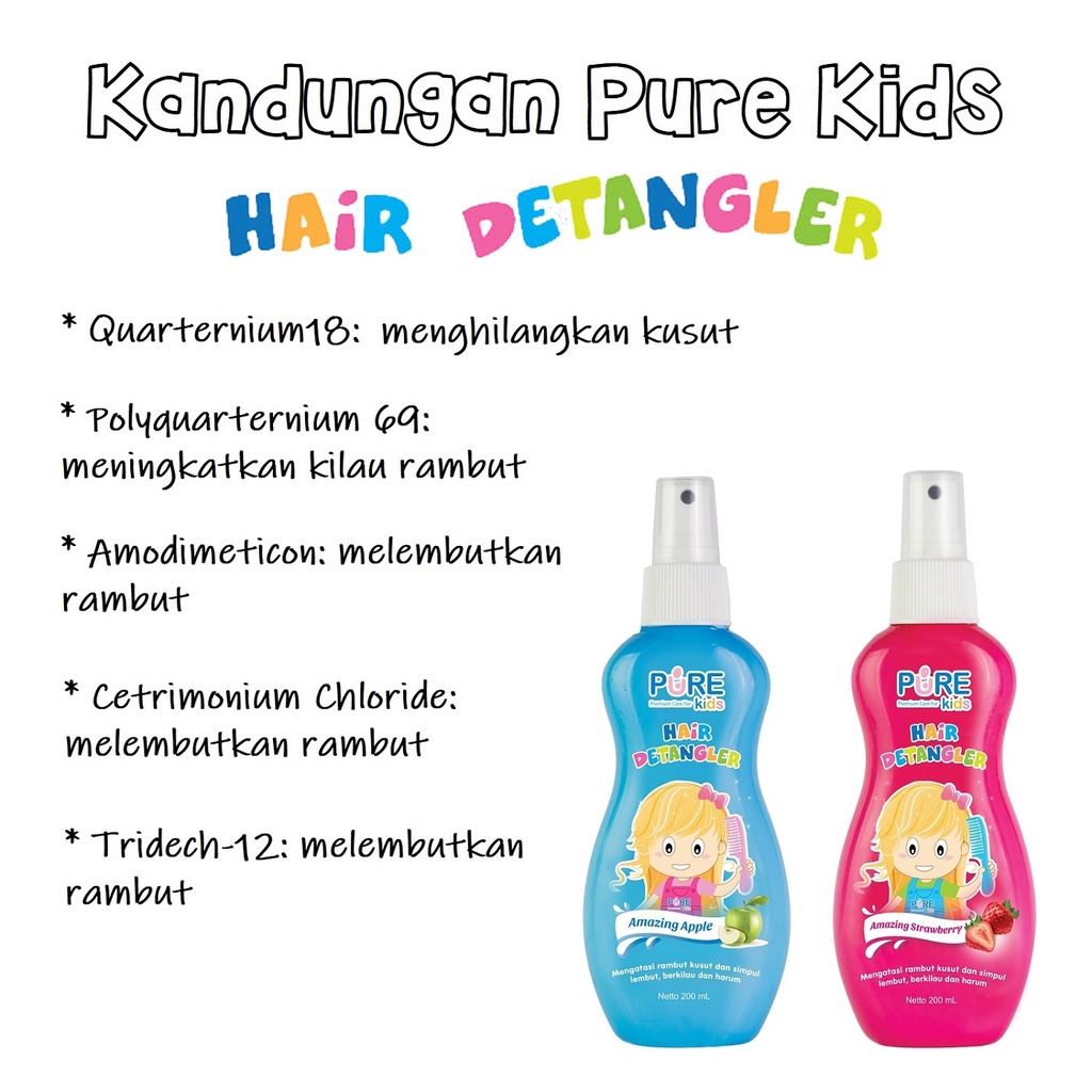Pure Kids Hair Detangler Solusi Rambut Anak Kusut Sehingga Mudah Disisir dan Wangi