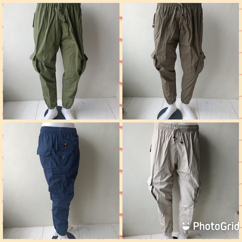 Celana Jogger cargo Pria Pinggang Kolor Katun Sogo