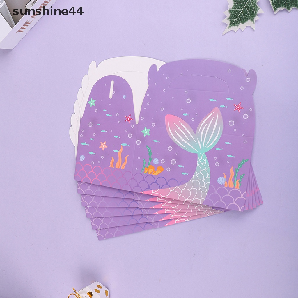 Sunshine 6Pcs Mermaid Candy Box Underwater World Favor Gift Box Kotak Kemasan Kue.