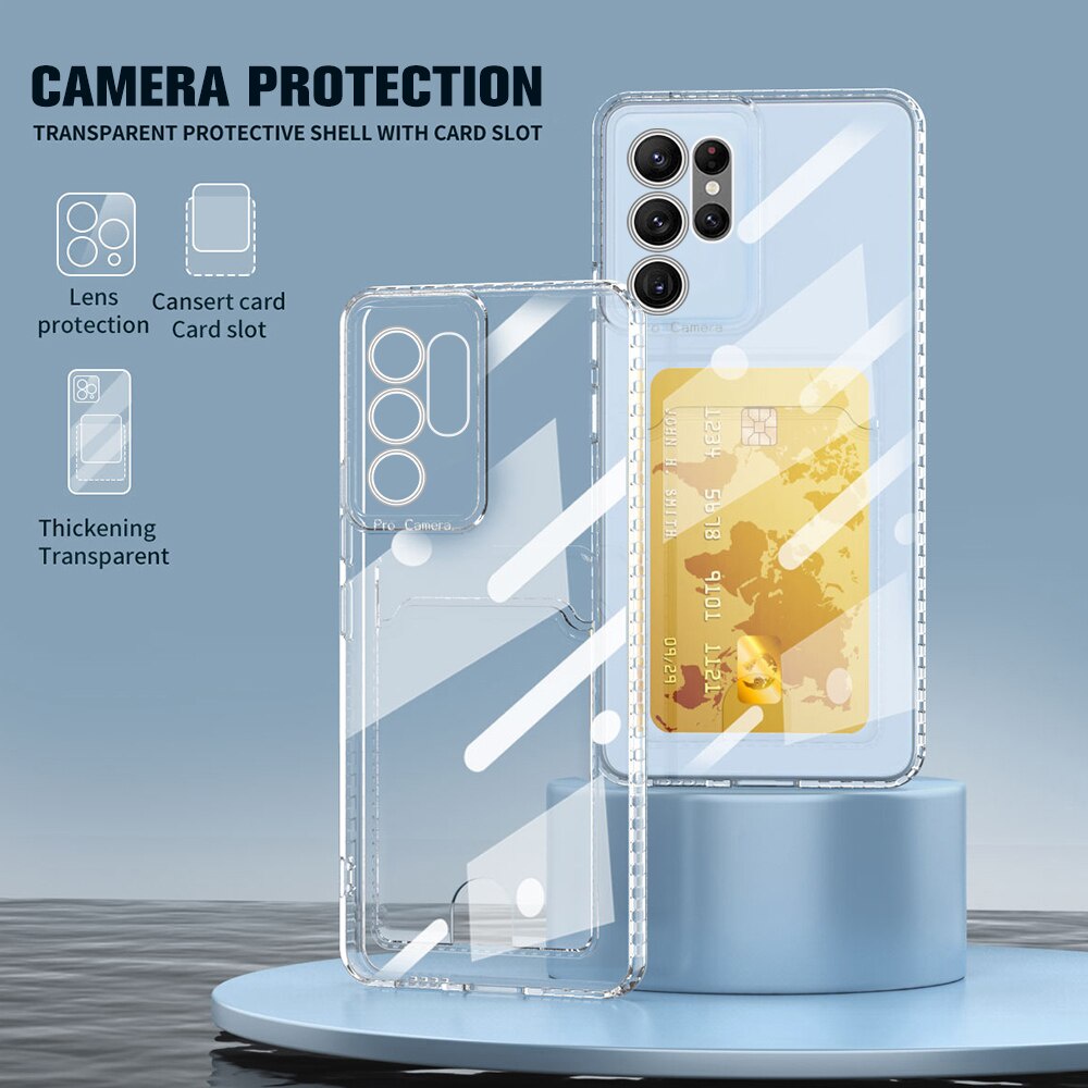 Case Samsung S22 Ultra 5G Case Softcase PREMIUM TRANSPARENT CARD HOLDER Case  Casing Hp Samsung S22 