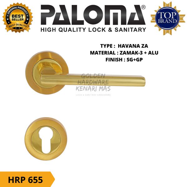 PALOMA HRP 655 Gagang Pintu Kamar Tidur Minimalis Havana Gold