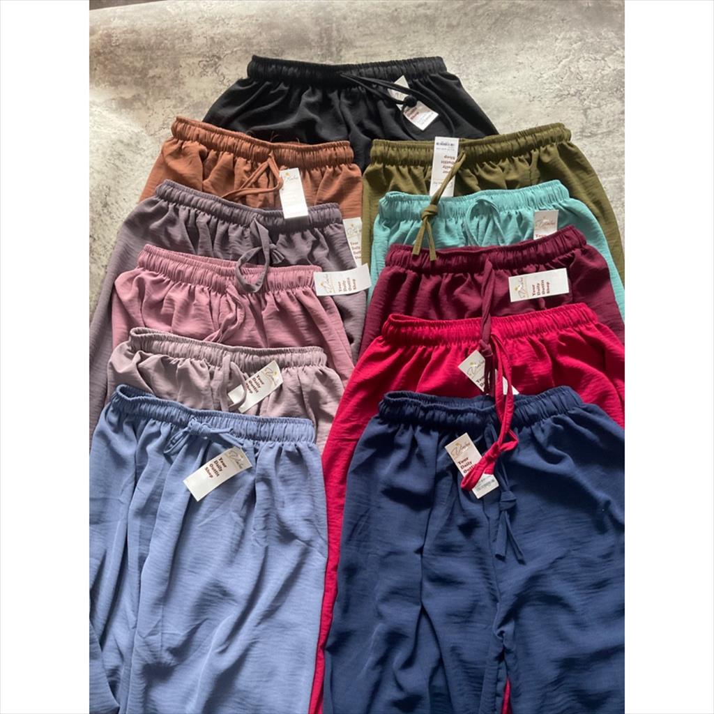 LS 839 - Kulot Crinkle Airflow Tali Tengah Cringkle Crepe Premium Dobby Pants low Celana Panjang Kulot Wanita Viral