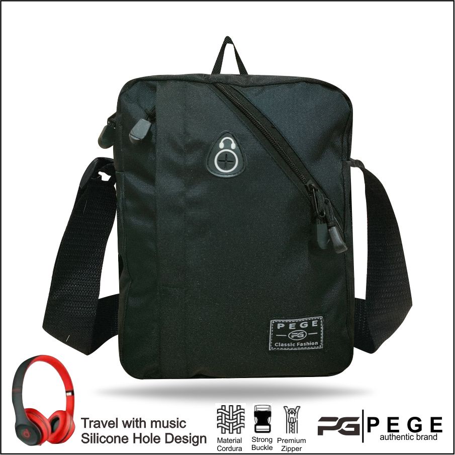 Tas Selempang Bahu Pria PEGE Eizen Model Simpel Hitam - PG 8948