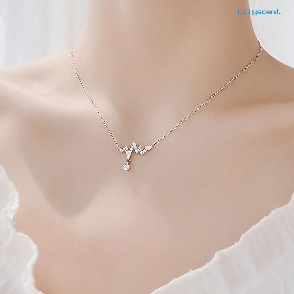 Ls Kalung Wanita Geometris Artistik Hati Ekg Liontin Alloy Necklace Untuk Pesta