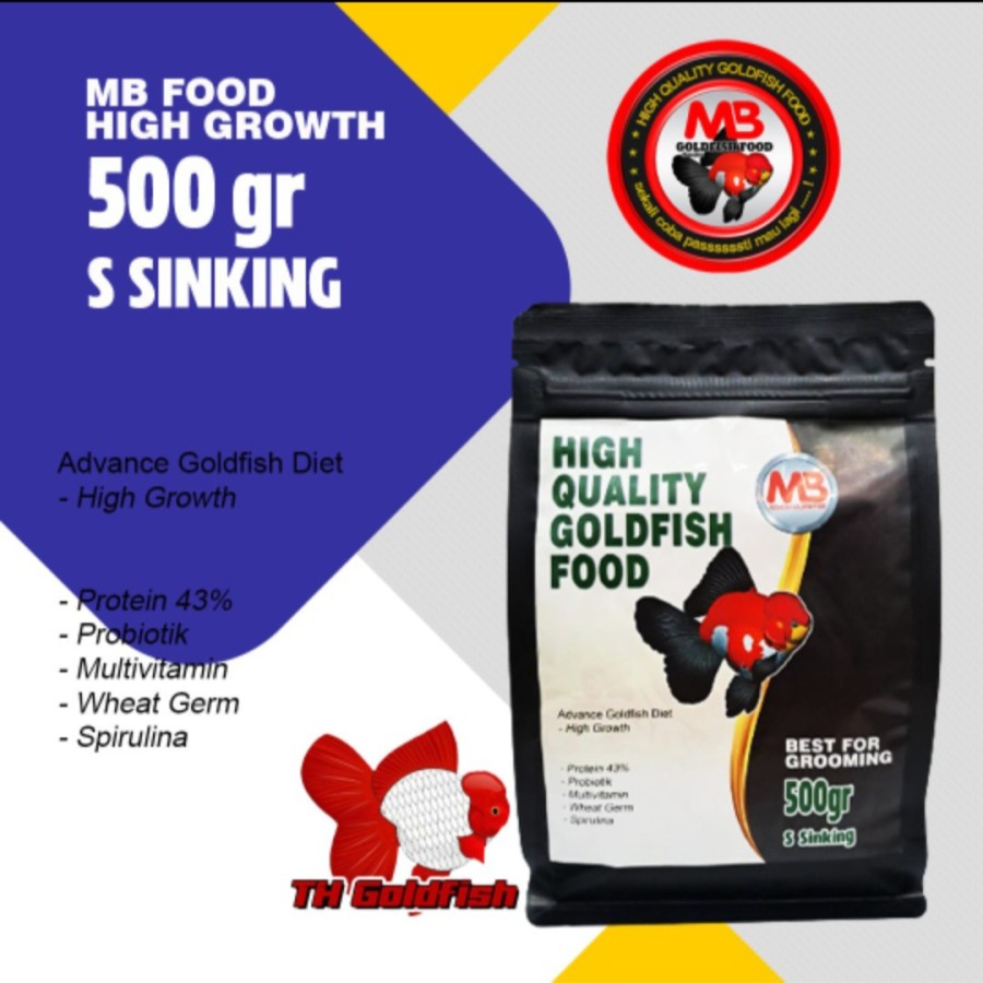 New MB Food Hi Growth 500 gr Size S (2 mm), Makanan Ikan
