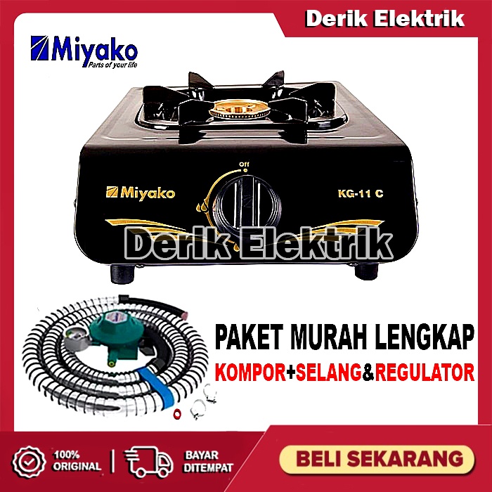 Kompor Gas 1 Tungku Murah Miyako KG 11 C / Kompor 1 Tungku / Kompor Satu Tungku / Kompor Murah Promo Satu Set Plus Selang Regulator